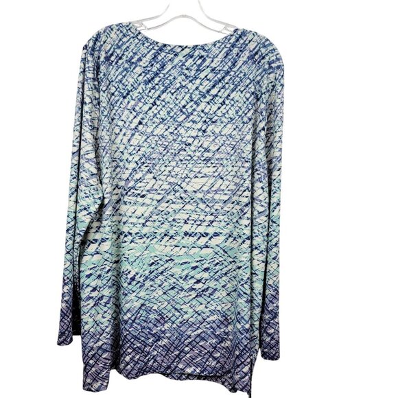 Chicos Easywear Top Women 3(16) Navy Abstract Normcore Athleisure Stretchy Shirt - Picture 2 of 11